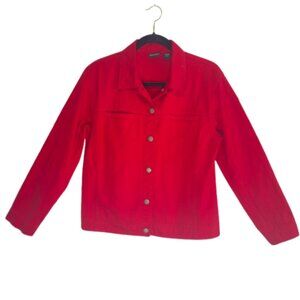 Women's Chicos Red Cropped Denim Jean Jacket Size 1 / Medium